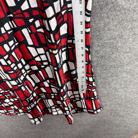 Winlar Night Gown Women 1X Plus Red Geometric Sleeveless V-Neck Sleepwear - Picture 5 of 6